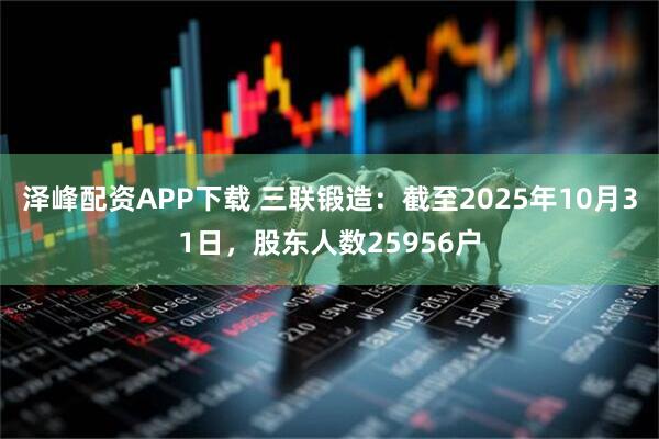 泽峰配资APP下载 三联锻造：截至2025年10月31日，股东人数25956户